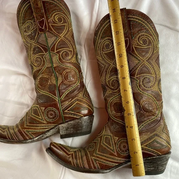 Old Gringo Women’s Brown Leather Stitched Cowboy Boots Size 8B